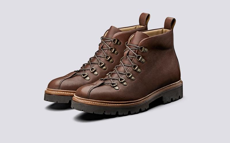 Grenson Bobby Mens Hiker Boots - Brown Smooth Calf Leather GL3716